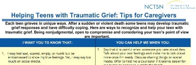 Helping Teens with Traumatic Grief: Tips for Caregivers