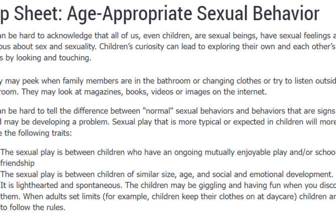 Tip Sheet: Age-Appropriate Sexual Behavior