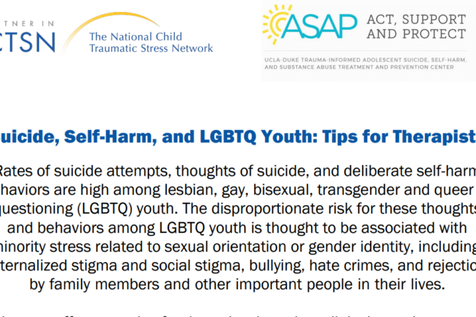Suicide, Self-Harm, and LGBTQ Youth: Tips for Therapists