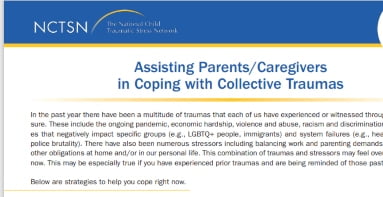 Assisting parents/caregivers in coping with collective traumas