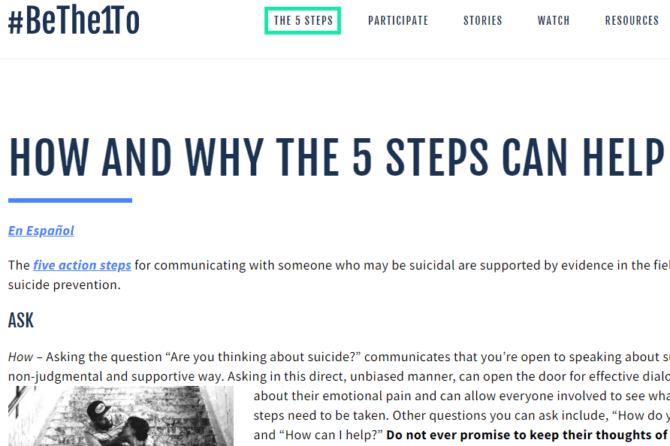 Suicide Prevention:  How and Why The 5 Steps Can Help