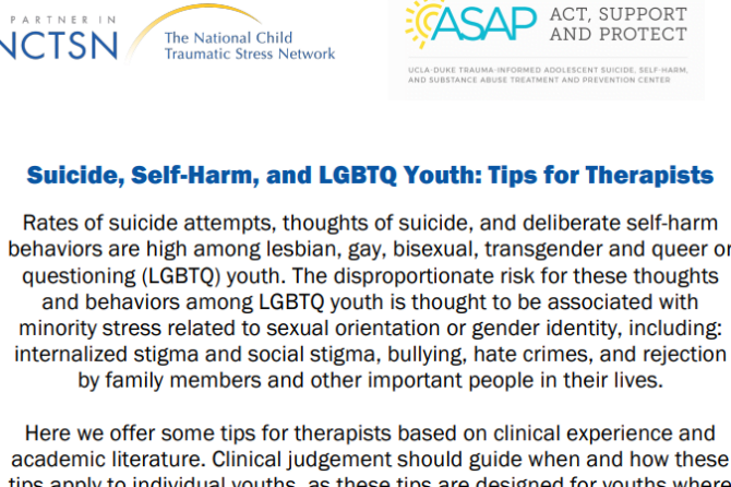 Suicide, Self Harm, and LGBTQ Youth: Tips for Therapists