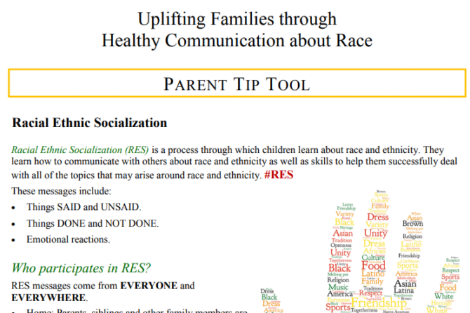 RESILIENCE:  Uplifting Families through Healthy Communication about Race