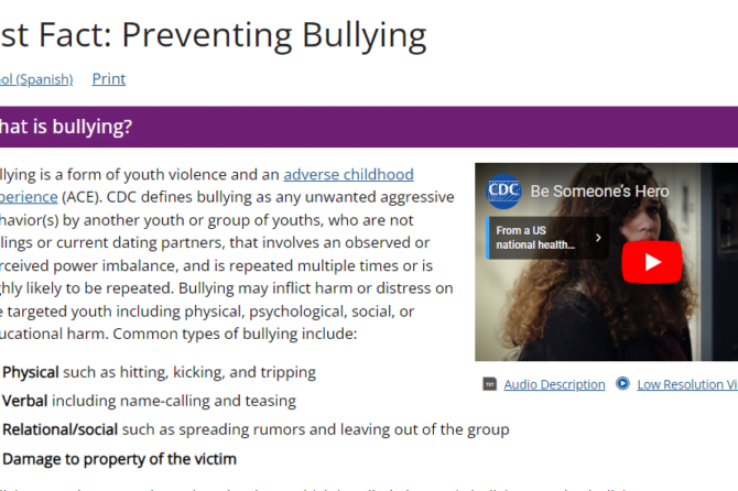 Fast Fact:  Preventing Bullying