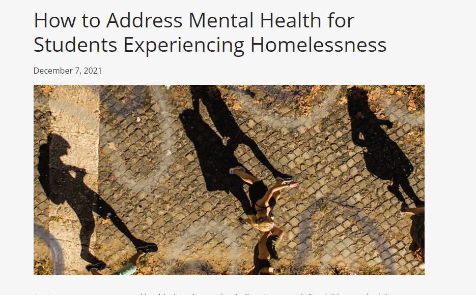 How to Address Mental Health For Students Experiencing Homelessness
