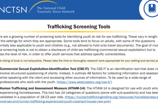 Trafficking Screening Tools