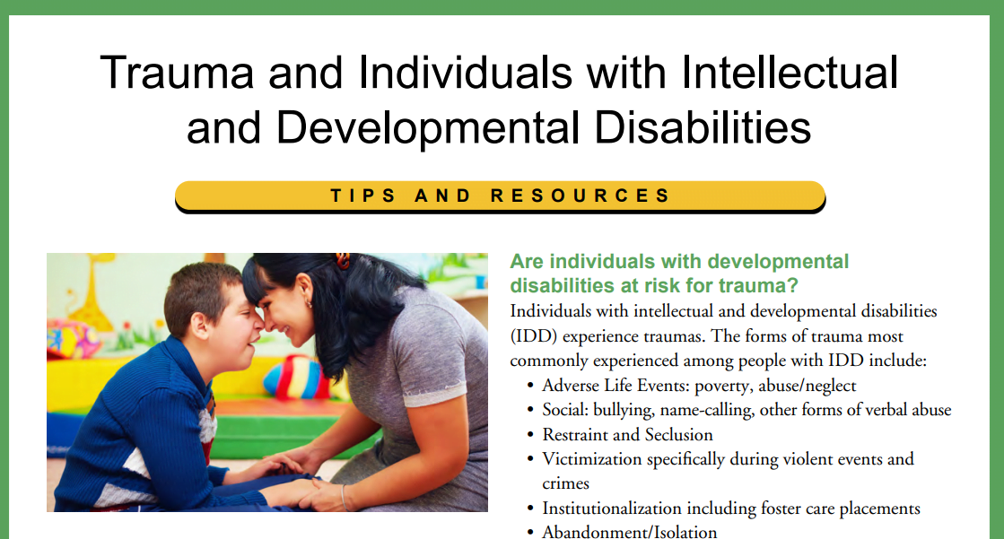 Trauma and Individuals with IDD: Tips and Resources