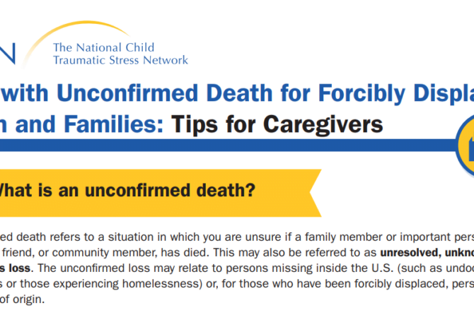 Coping with Unconfirmed Death for Forcibly Displaced Children and Families: Tips for Caregivers