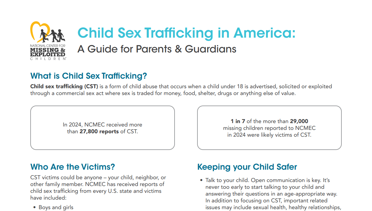 Child Sex Trafficking in America: A Guide for Parents and Guardians