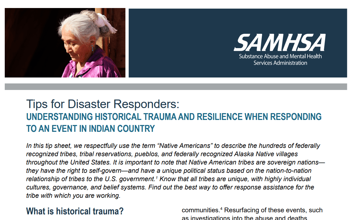 Understanding Historical Trauma and Resilience When Responding to an Event in Indian Country